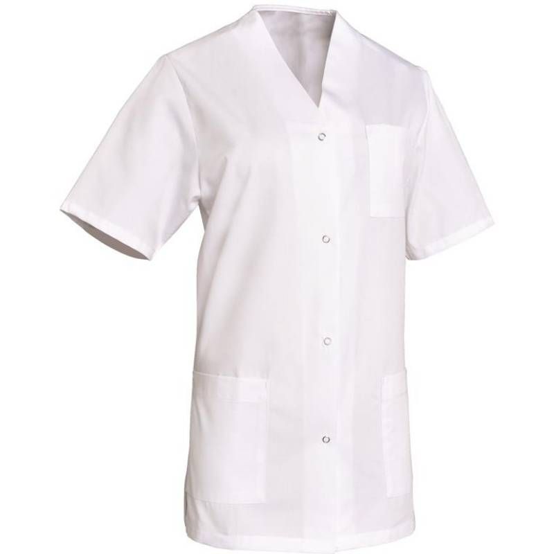 Blouse de travail à manches courtes en polycoton blanc