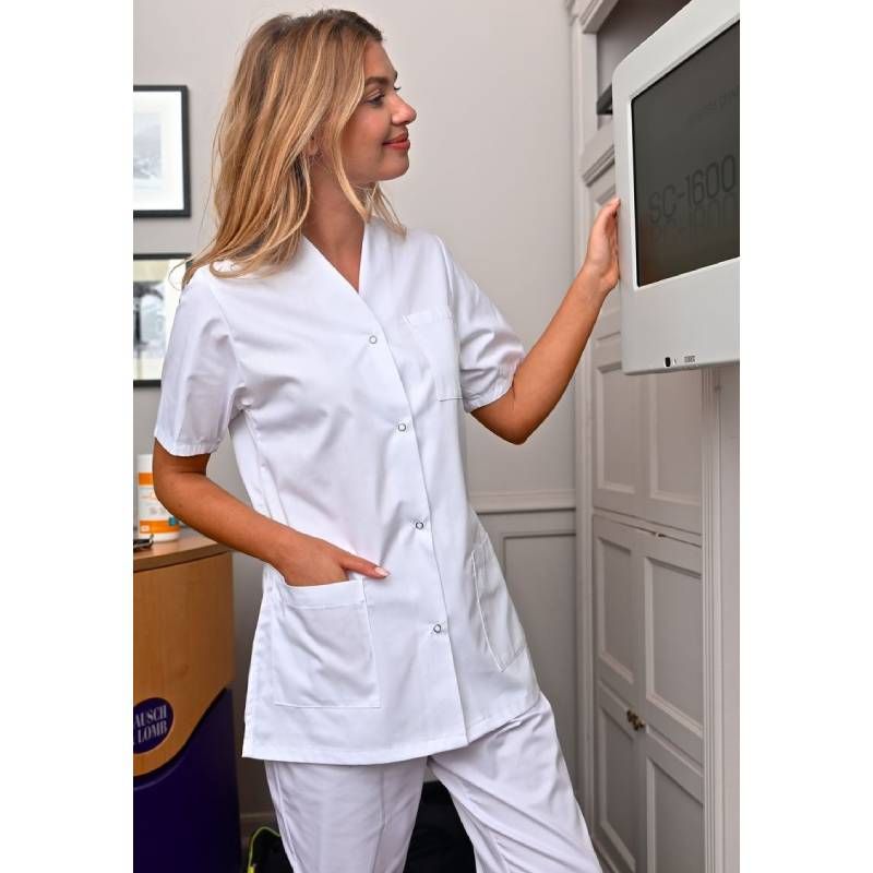 Blouse de travail à manches courtes en polycoton