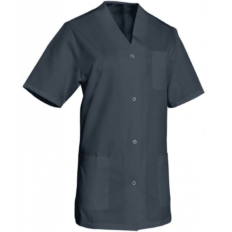 Blouse de travail à manches courtes en polycoton gris