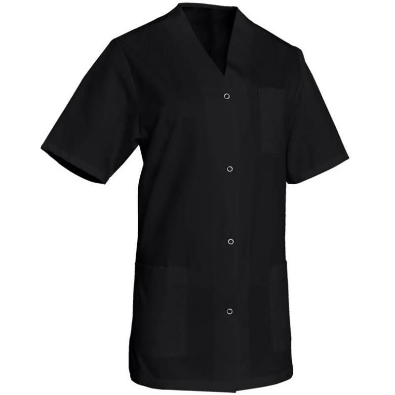 Blouse de travail à manches courtes en polycoton noir