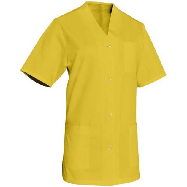 Blouse de travail à manches courtes en polycoton jaune
