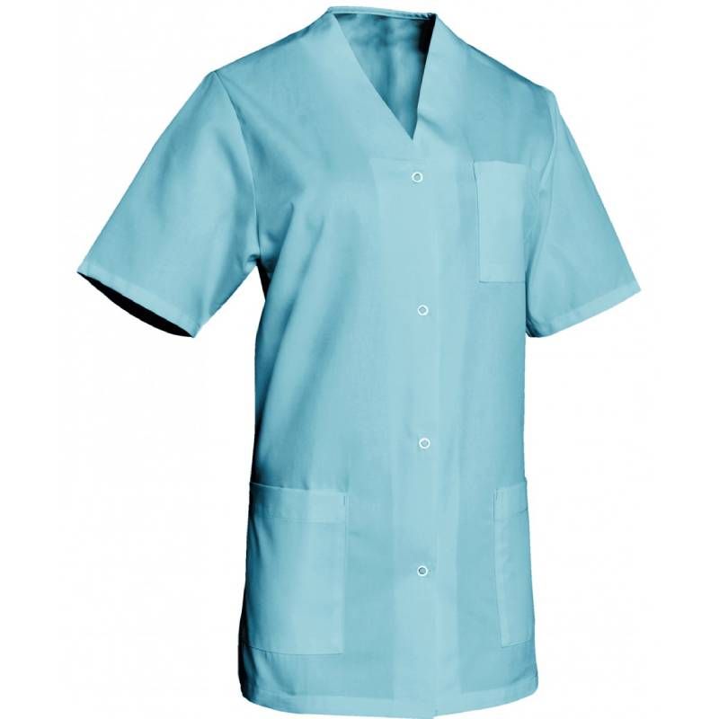 Blouse de travail à manches courtes en polycoton bleu