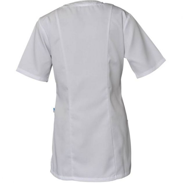 Blouse de travail à manches courtes avec encolure blanc