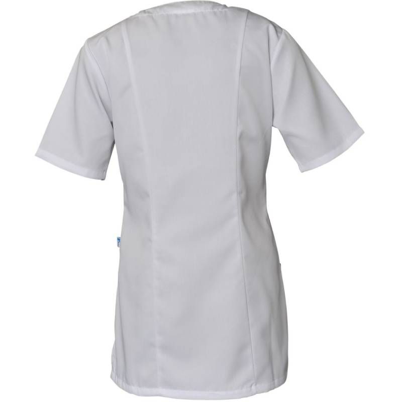 Blouse de travail à manches courtes avec encolure blanc