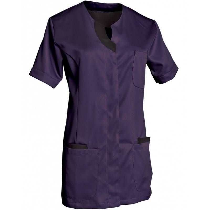 Blouse de travail à manches courtes avec encolure bleu