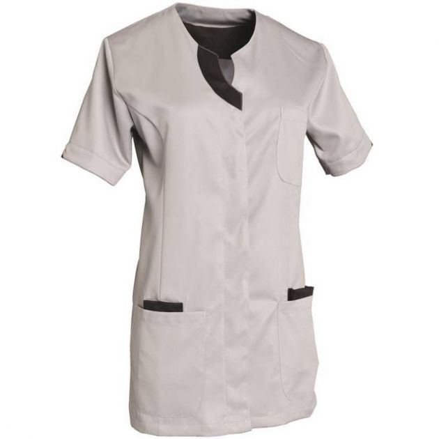 Blouse de travail à manches courtes avec encolure gris