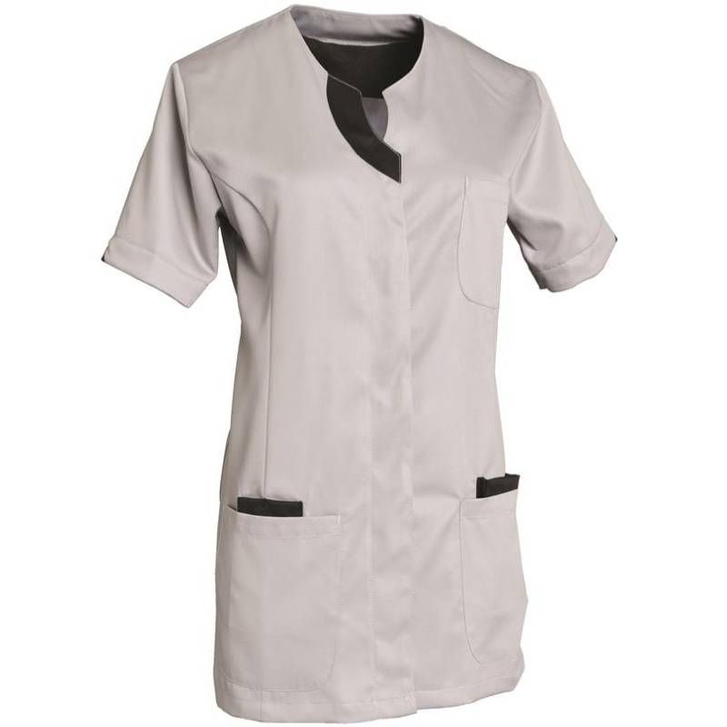 Blouse de travail à manches courtes avec encolure gris