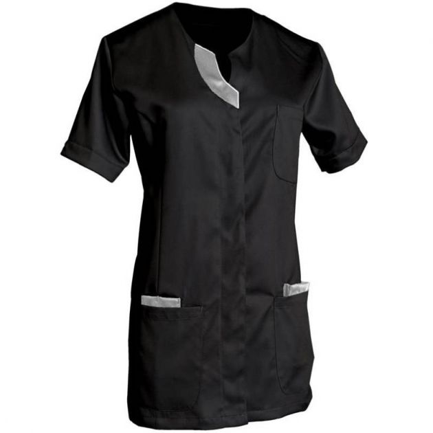 Blouse de travail à manches courtes avec encolure noir