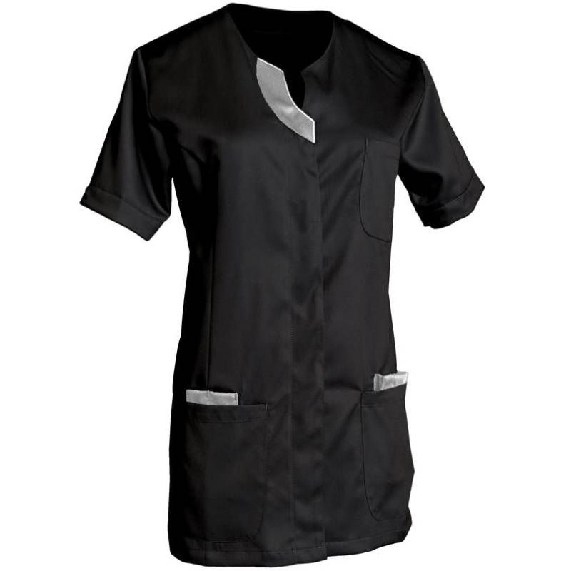 Blouse de travail à manches courtes avec encolure noir