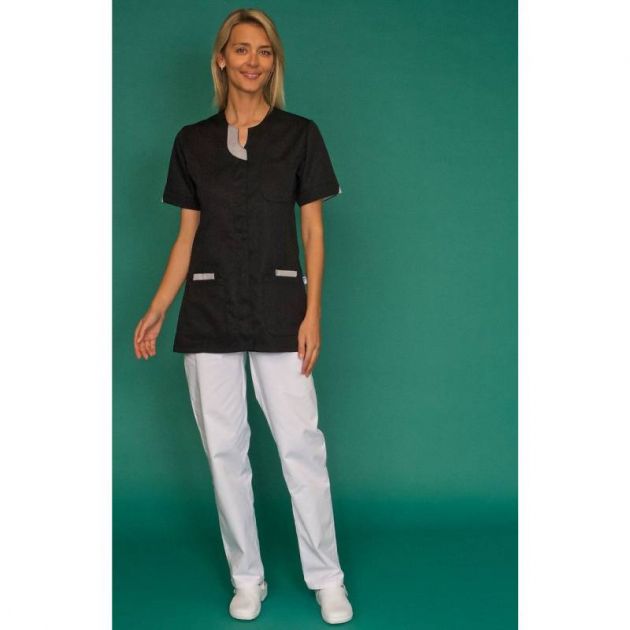 Blouse de travail à manches courtes avec encolure