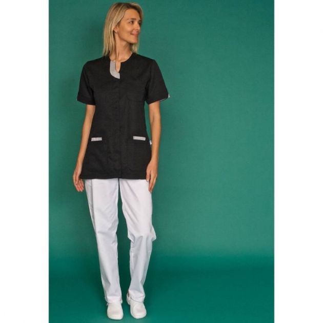 Blouse de travail à manches courtes avec encolure