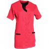 Blouse de travail à manches courtes avec encolure rose