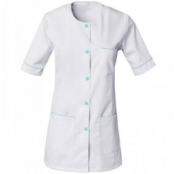 Blouse de travail à manches courtes en polyester blanc