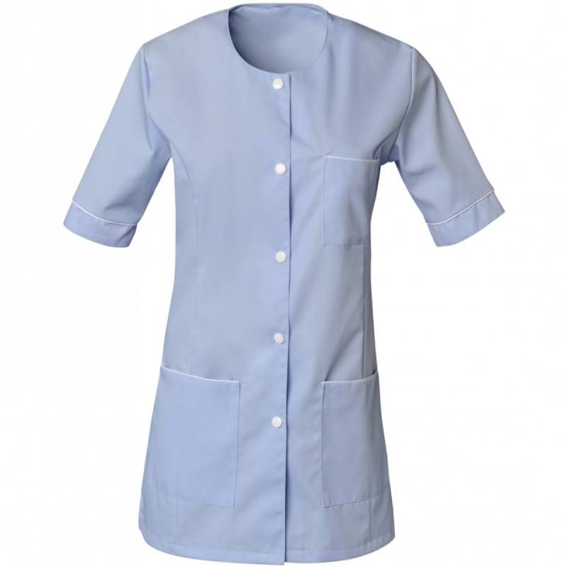Blouse de travail à manches courtes en polyester bleu
