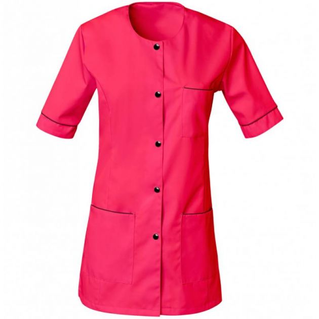 Blouse de travail à manches courtes en polyester rose