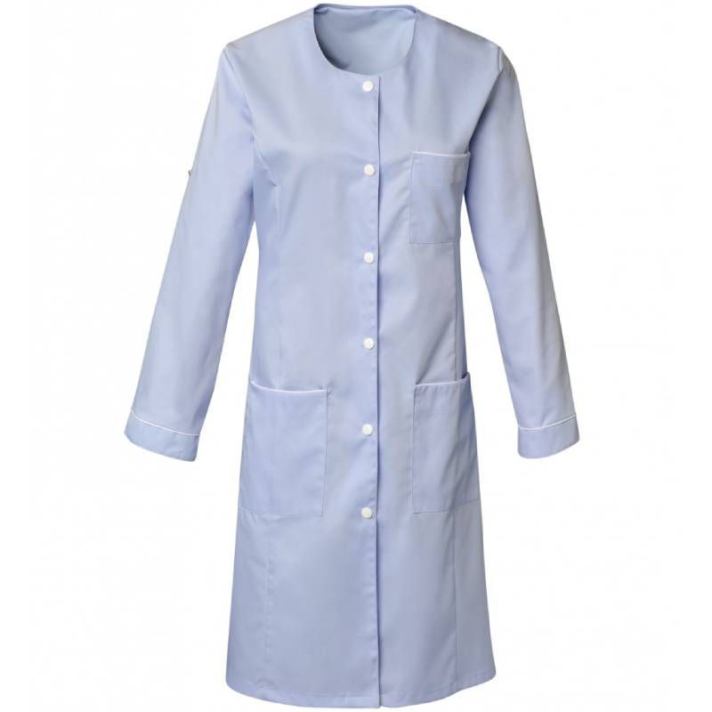 Blouse encolure arrondie avec manche réglable bleu