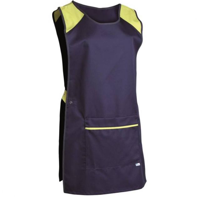 Chasuble tablier avec poche ventrale fermeture pression bleu
