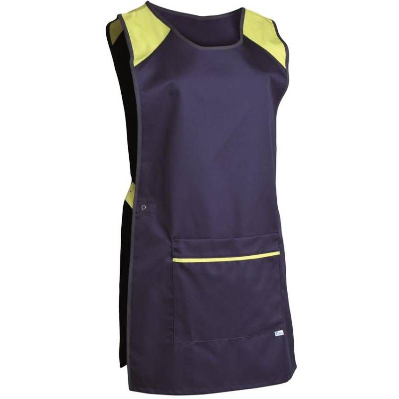 Chasuble tablier avec poche ventrale fermeture pression bleu Chasuble tablier avec poche ventrale fermeture pression bleu