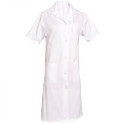 Blouse femme de ménage manches courtes polycoton blanc
