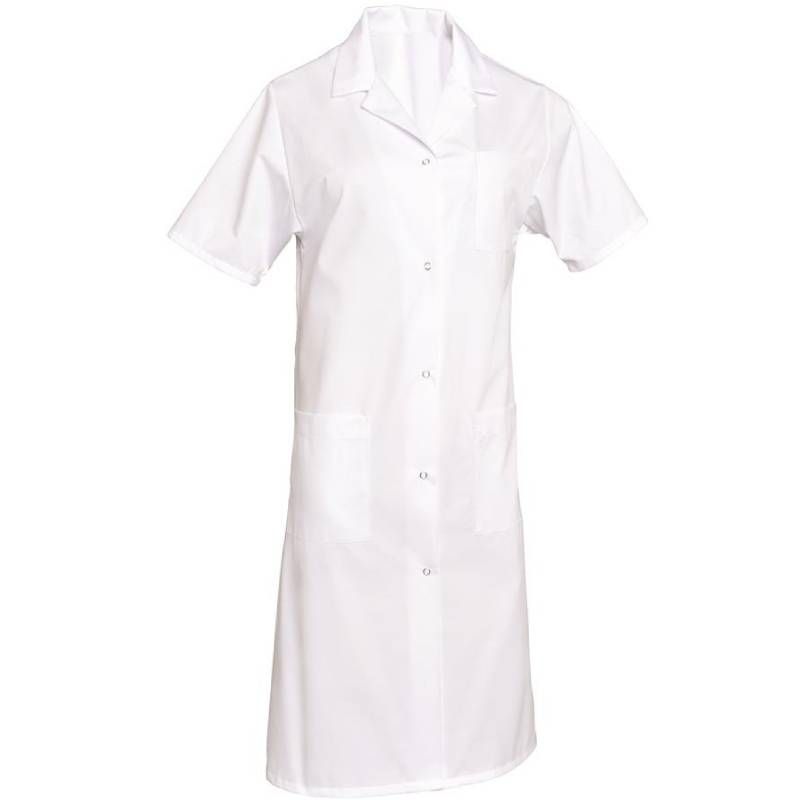 Blouse femme de ménage manches courtes polycoton blanc