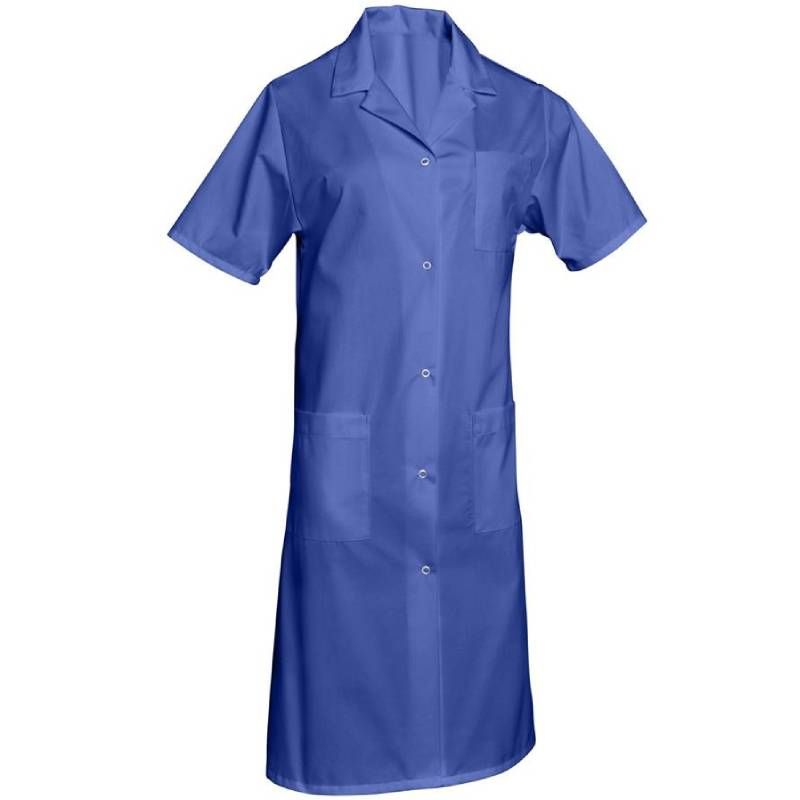 Blouse femme de ménage manches courtes polycoton bleu