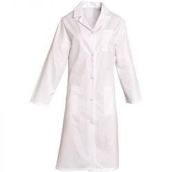 Blouse femme de ménage manches longues en polycoton blanc