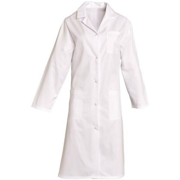 Blouse femme de ménage manches longues en polycoton blanc