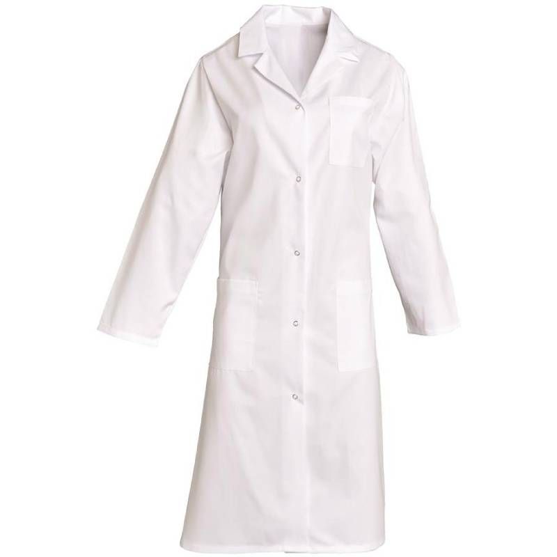 Blouse femme de ménage manches longues en polycoton blanc Blouse femme de ménage manches longues en polycoton blanc