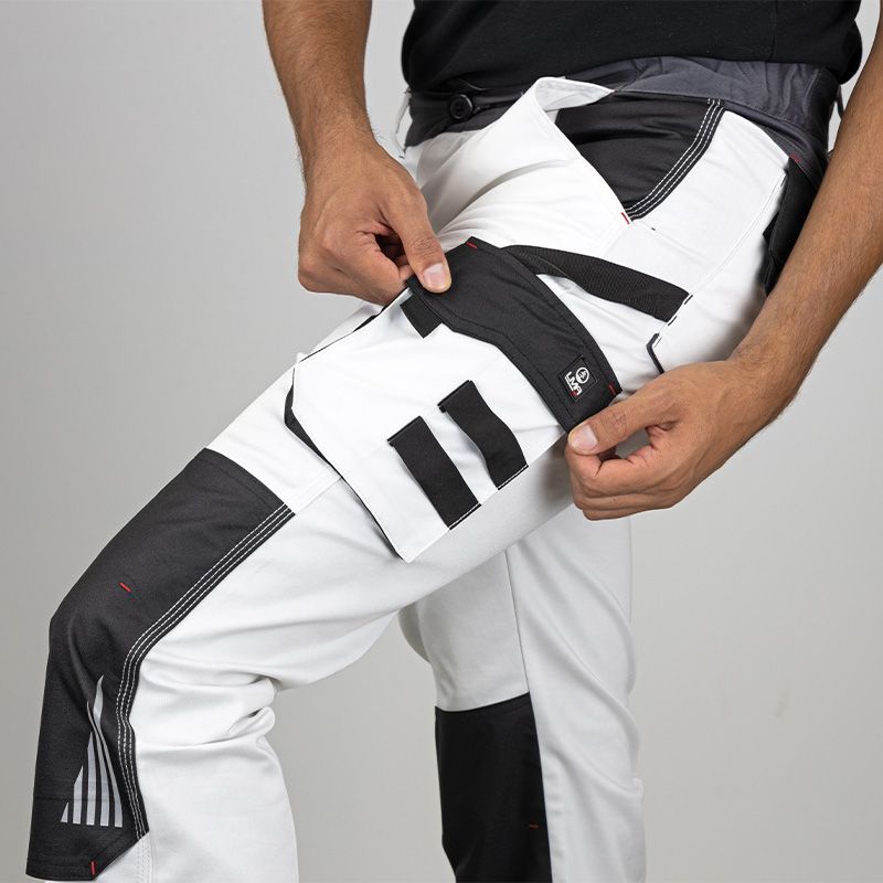 Pantalon bicolore multipoche BLANC POCHE