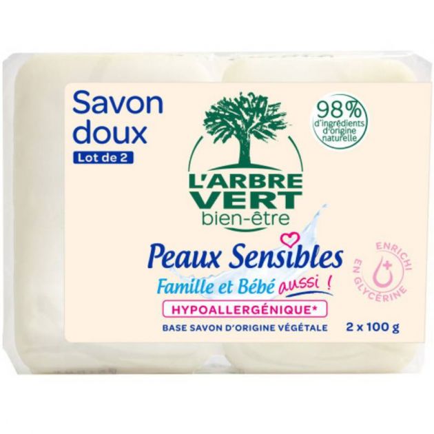 Savon doux peau sensibles lot de 2 x 100g