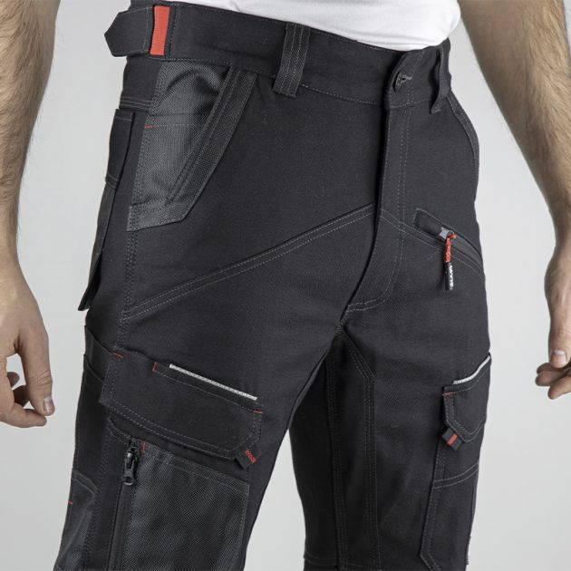 Pantalon stretch bicolore NOIR CLOSE UP