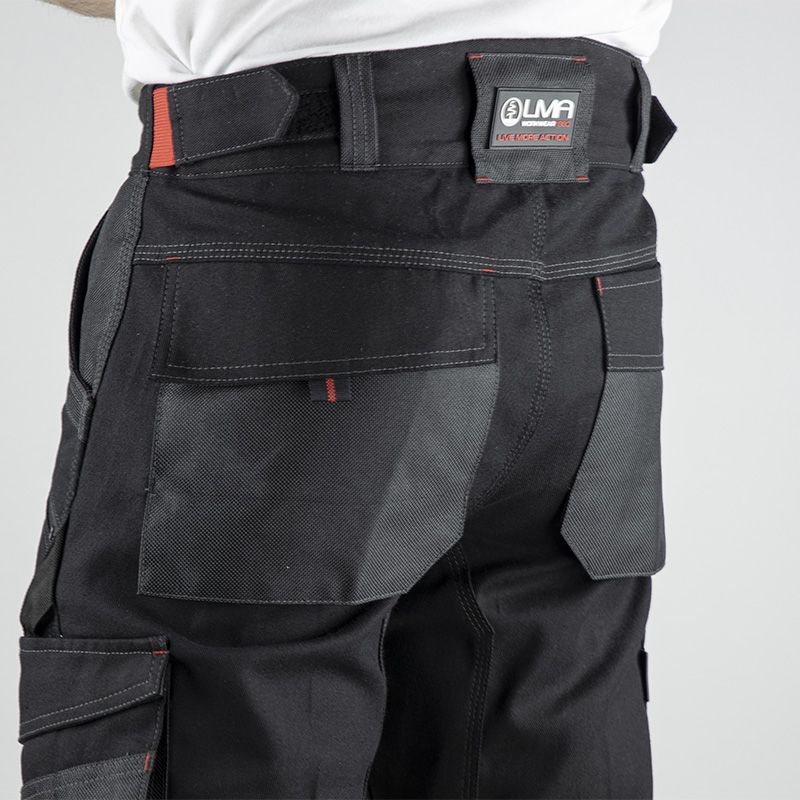 Pantalon stretch bicolore NOIR POCHES ARRIERES