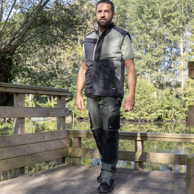 Pantalon stretch bicolore VERT AMBIANCE EXTERIEUR