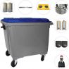 Conteneur poubelle 660 litres 4 roues bleu