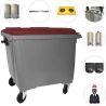 Conteneur poubelle 660 litres 4 roues rouge