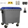 Conteneur poubelle 4 roues 1100 L Bleu