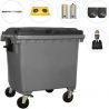 Conteneur poubelle 4 roues 1100 L Gris