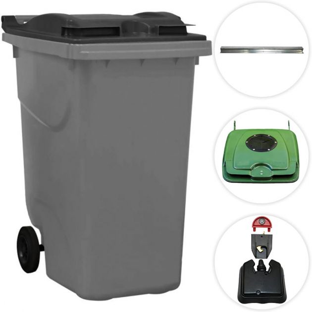 Conteneur poubelle 360 litres 2 roues Gris