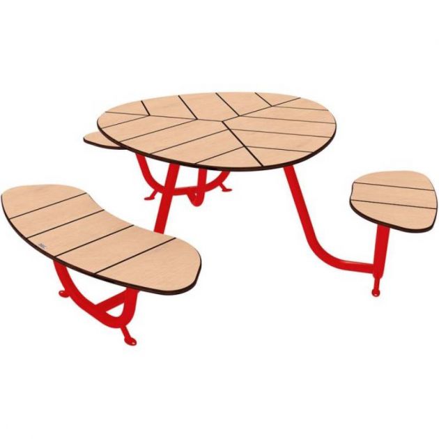 Table de pique-nique ronde PMR rouge Table de pique-nique ronde PMR rouge