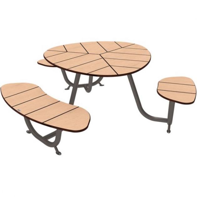 Table de pique-nique ronde PMR gris anthracite