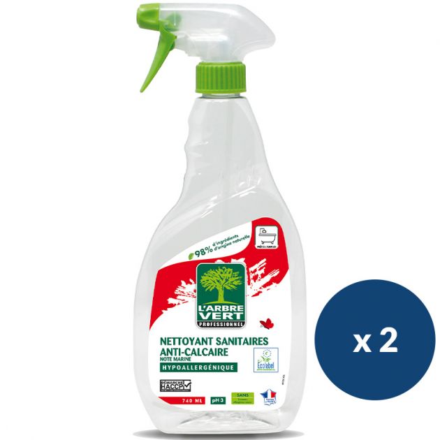 Nettoyant sanitaires anti-calcaire 740 ml L'Arbre Vert - lot de 2