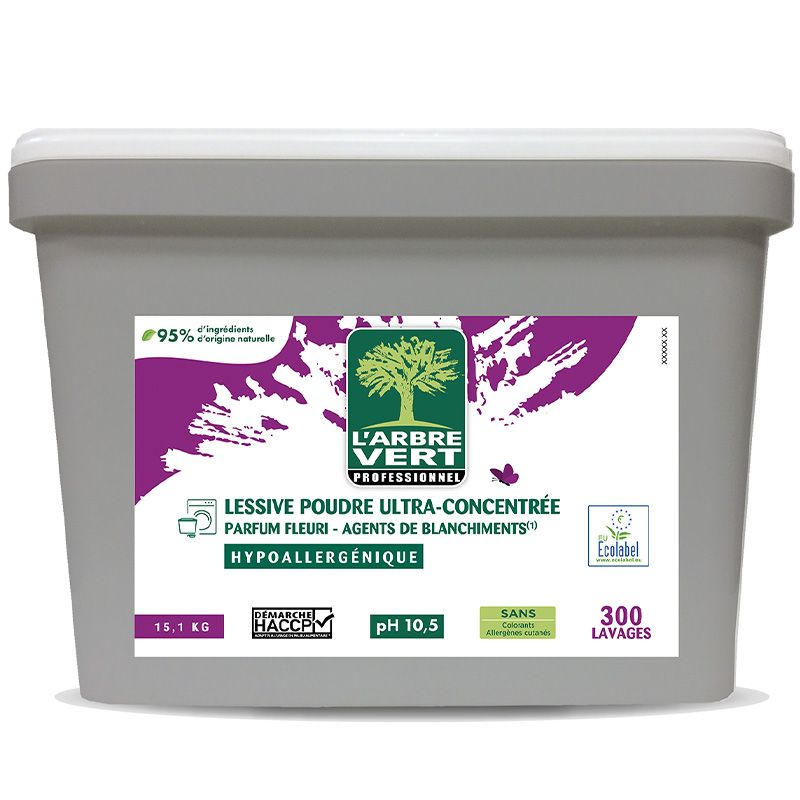 Lessive en poudre Ecolabel L'arbre vert - seau de 15 kg