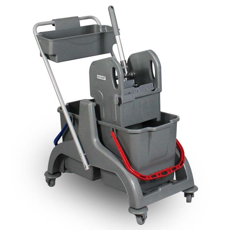 Base pour chariot de ménage 2 seaux 18L avec poignée de poussée