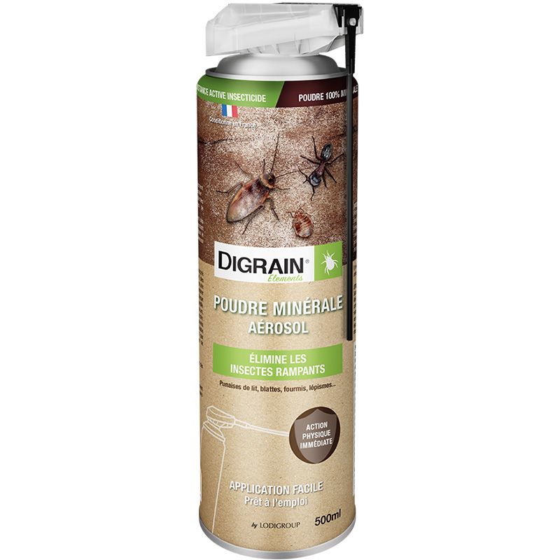 DIGRAIN POUDRE - Aérosol à base de poudre minéral anti-rampants et incariens