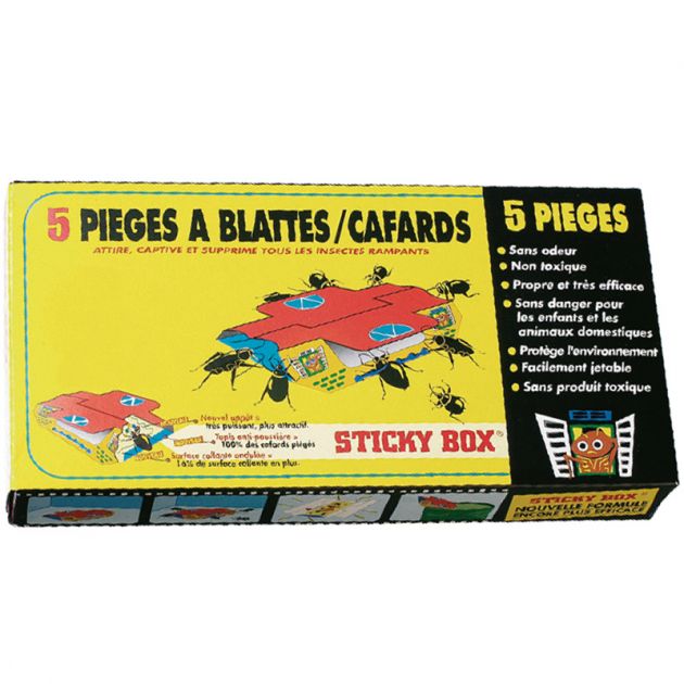 STICKY BOX - Piège alimentaire pour blattes ou cancrelats, boite de 5 pièges