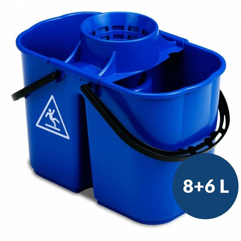 Seau bi-bacs avec essoreur central amovible 8 L + 6 L