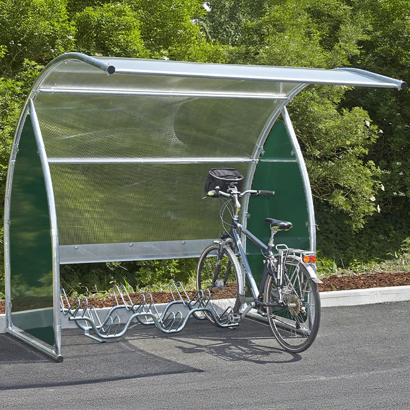 Abri 6 vélos / motos / scooters - Joues vertes avec vélo ambiance