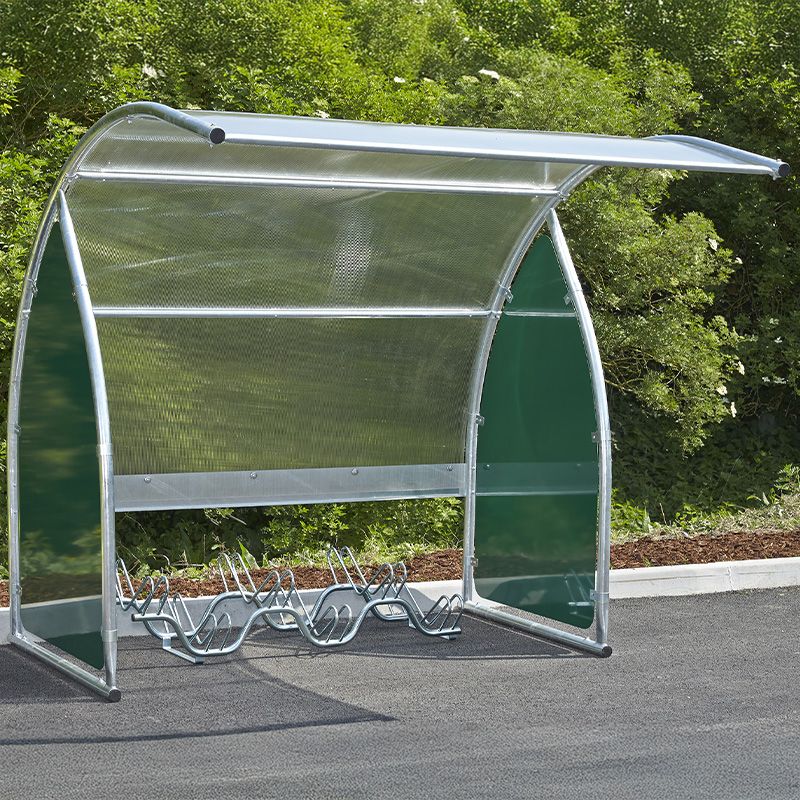 Abri 6 vélos / motos / scooters - Joues vertes avec support ambiance