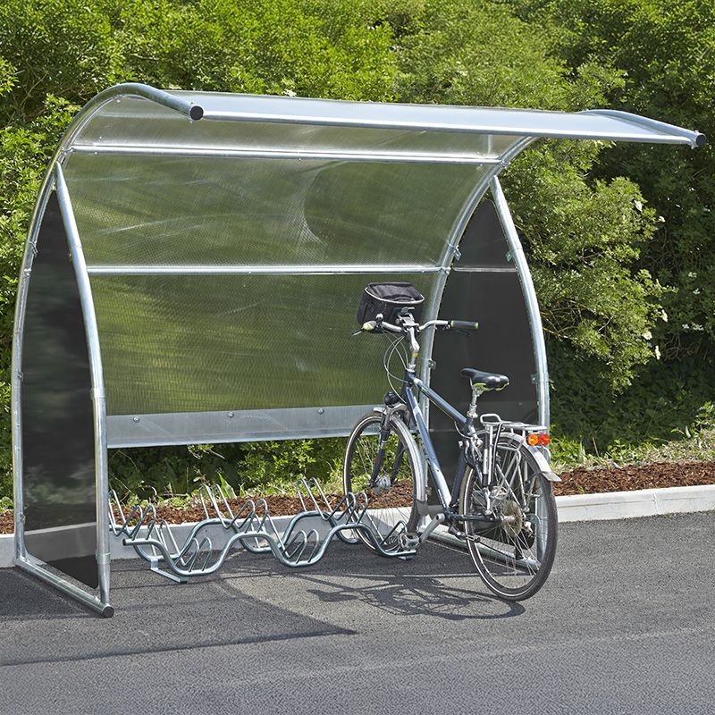 Abri 6 vélos / motos / scooters - Joues noir avec support et vélo