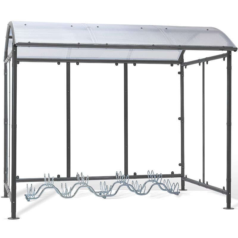 Abris vélos dôme 6 vélos + 2 scooters / motos avec bardage support